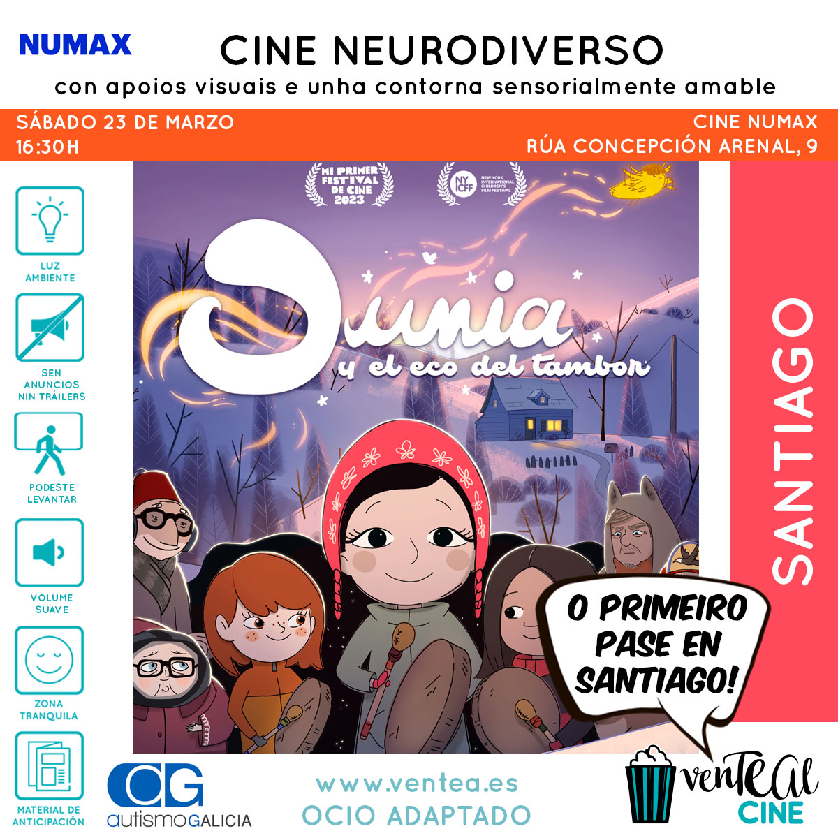 Federación Autismo Galicia e Ventea promoven o cinema inclusivo para todos/as